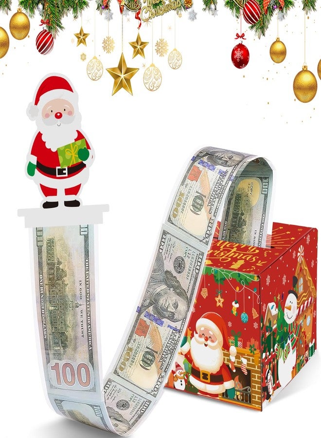 WenmthG Christmas Money Box for Cash Gift Pull - Christmas Surprise Money Gift Box for Boys Girls - DIY Money Pull Box with 100Pcs Transparent Bags - BestGift for Kids Adults - Red - Image 1